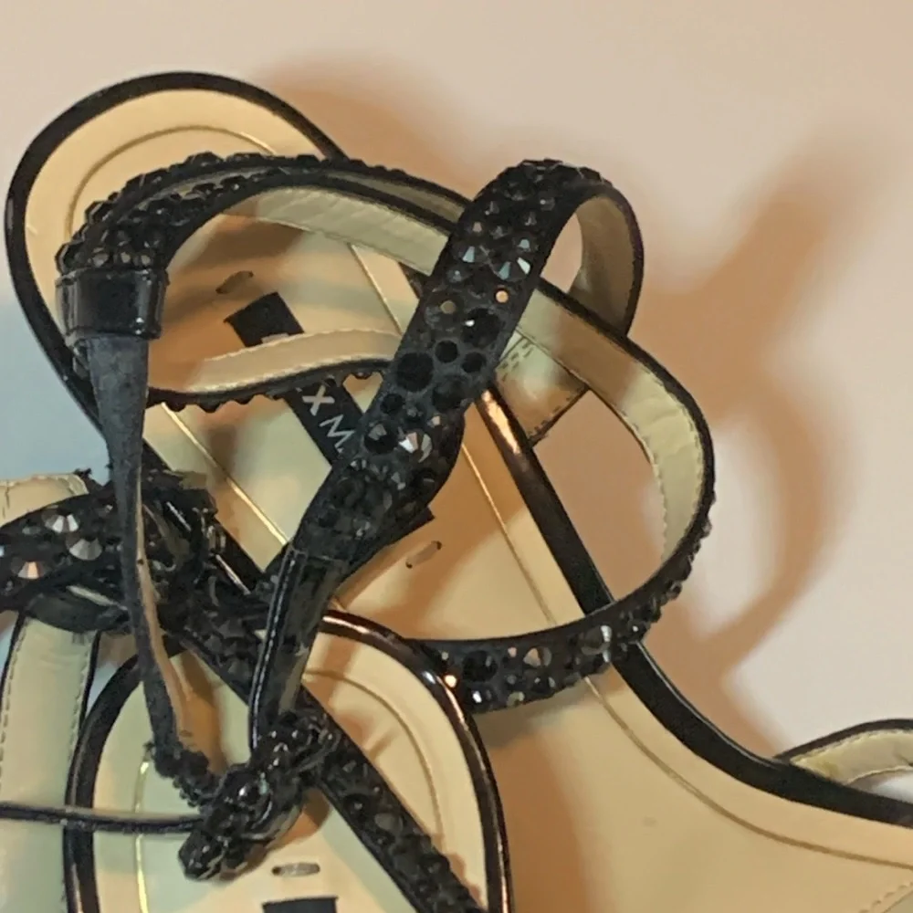 Alex Marie for Dillards - Women’s Black Beaded Ankle Strap 3” High Heels. 9M